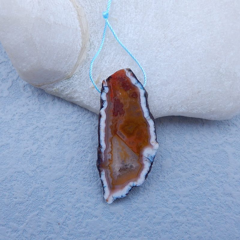 Natural Crazy Lace Agate Pendant Bead 53x23x4mm, 9.5g