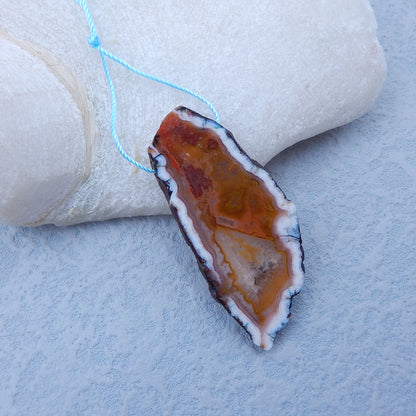 Natural Crazy Lace Agate Pendant Bead 53x23x4mm, 9.5g