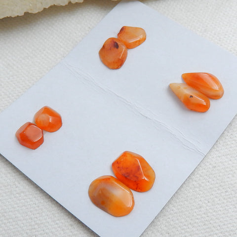 4 Pairs Nugget Red Agate Gemstone Natural Cabochon Pairs, 9x7x3mm,13x9x3mm, 4g - MyGemGarden