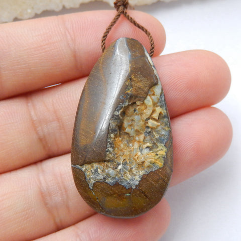 Perle pendentif en pierre gemme percée d'opale boulder ovale, 25x18x3mm, 2.7g