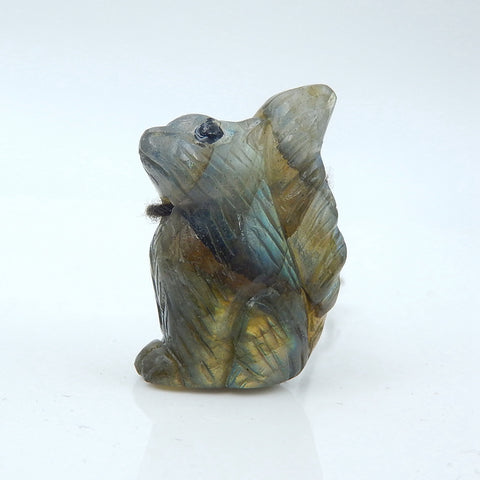 Handmade Labradorite Squirrel Pendant, Animal Pendant, 29x19x12mm, 9.1g - MyGemGarden