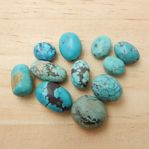 Sale 11 PCS Turquoise Gemstone Loose Beads, 11x9x7mm, 17x12x10mm, 18.8g - MyGemGarden