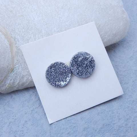 Natural Raw Crystal Cabochons Paired 12x12x4mm, 2.1g