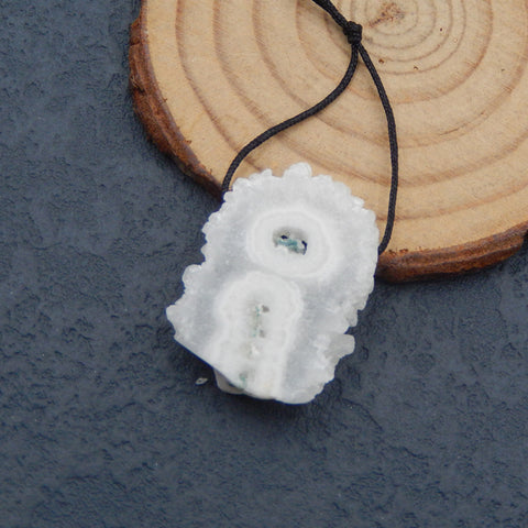 Natural White Geode Quartz Druzy Pendant Bead 28x22x7mm, 7.5g