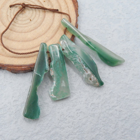 4 PCS Natural Chalcedony Pendant Beads 36x7x5mm, 28x11x4mm, 8.6g