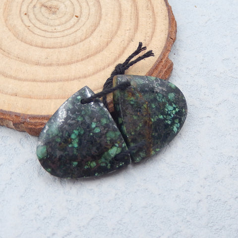 天然 Variscite 耳环一对，用于制作耳环的石头，20X18X5mm，7.4g