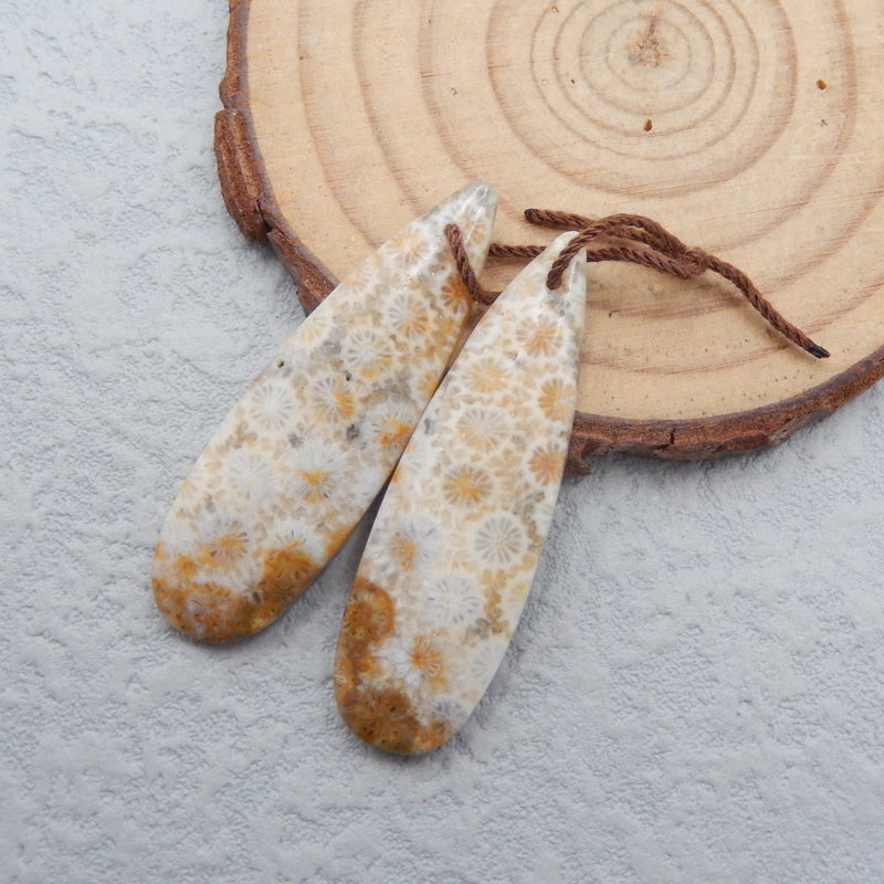 Natural Indonesian Coral Earring Beads 40x12x4mm, 5.8g