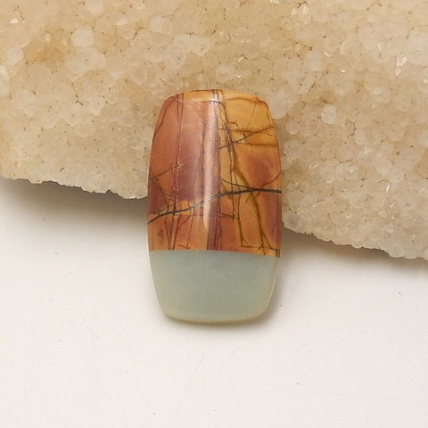 Multi-Color Picasso Jasper and Amazonite Glued Cushion Cabochon, 35x20x7mm, 8.1g - MyGemGarden