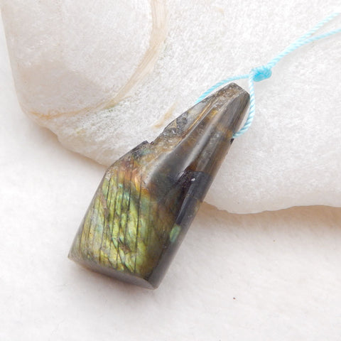 Natural Labradorite Pendant Bead 38x18x11mm, 11.7g