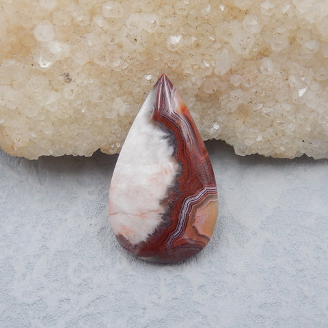 Cabochon de pierres précieuses d'agate de dentelle folle naturelle 34x20x6mm, 6.8g