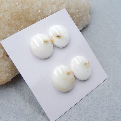 2 Pairs Natural Shell Cabochons 17x15x5mm, 8.8g