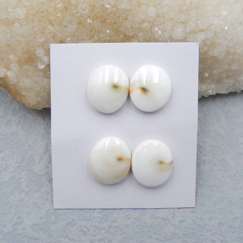 2 Pairs Natural Shell Cabochons 17x15x5mm, 8.8g