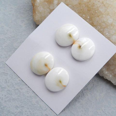 2 Pairs Natural Shell Cabochons 17x15x5mm, 8.8g