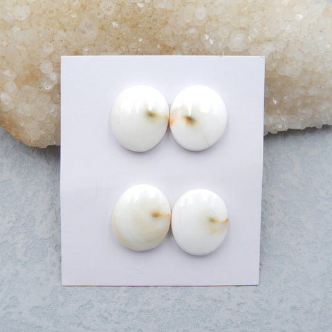 2 Pairs Natural Shell Cabochons 17x15x5mm, 8.8g