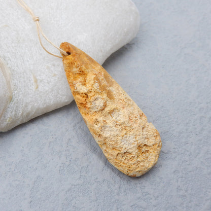 Natural Indonesian Fossil Coral Pendant Bead 58x21x11mm, 16.5g