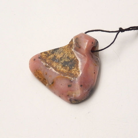 Natural Pink Opal Drilled Pendant Bead, 42x43x15mm, 19.7g - MyGemGarden