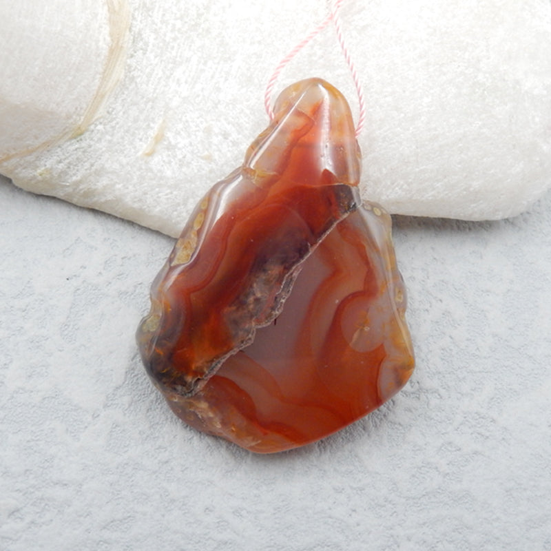 Natural Red Agate Pendant Bead 49x36x9mm, 23g