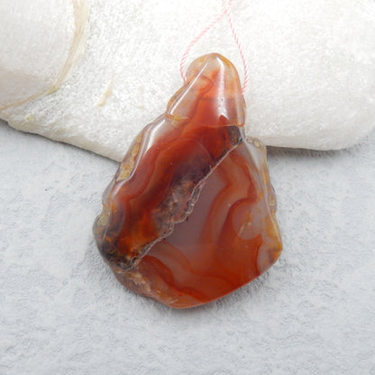 Vente spéciale Agate défectueuse, perle pendentif en pierre précieuse d'agate rouge naturelle, 49x36x9mm, 23g