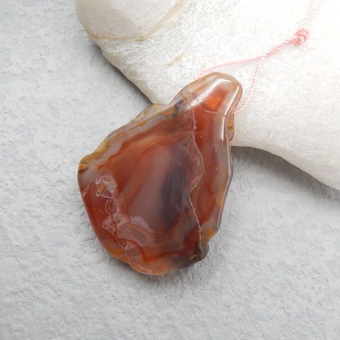 Natural Red Agate Pendant Bead 49x36x9mm, 23g