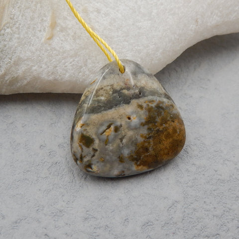 Natural Ocean Jasper Pendant Bead 23X22X7mm, 5.1g