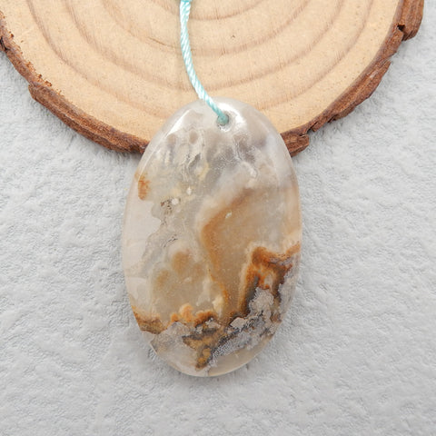 Natural Agate Pendant Bead 40x26x9mm, 15.9g