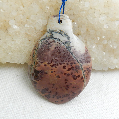 Natural Chohua Jasper Drilled Gemstone Pendant Bead, 50x35x7mm, 18.9g - MyGemGarden