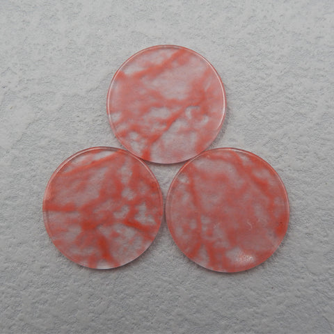 3 Cabochons Volcano Cherry Quuncortz, 35x35x3mm, 19.0g