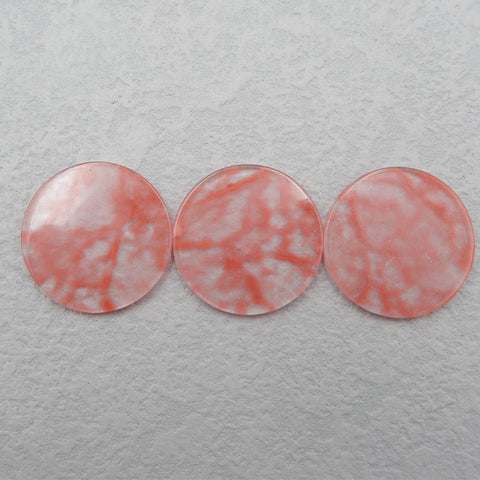 3 Cabochons Volcano Cherry Quuncortz, 35x35x3mm, 19.0g