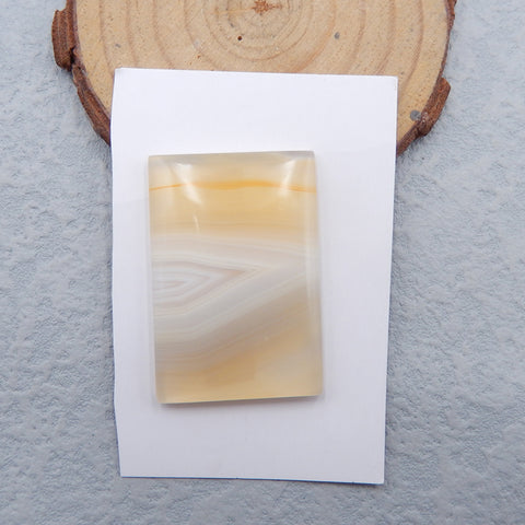 Cabochom Rectangle Agate Bande Jaune, 40x27x5mm,13.42g