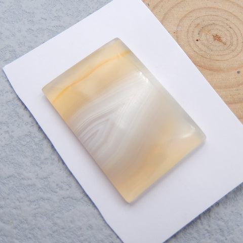 Cabochom Rectangle Agate Bande Jaune, 40x27x5mm,13.42g