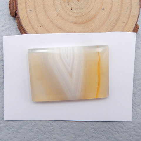 Cabochom Rectangle Agate Bande Jaune, 40x27x5mm,13.42g