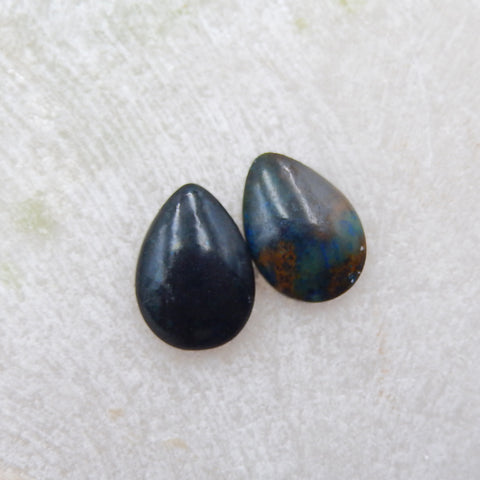 Natural Chrysocolla Cabochons Paired 14x10x3mm, 2.2g