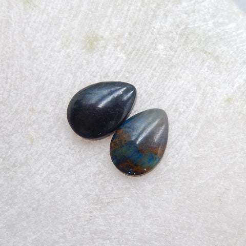 1 paire de cabochons chrysocolle, 14x10x3mm, 2.2g