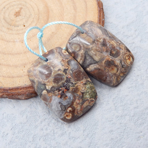 Natural Mushroom Jasper Earring Beads 25x17x5mm, 7.9g