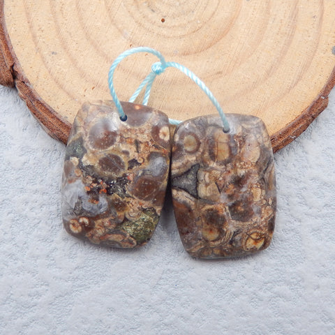 Natural Mushroom Jasper Earring Beads 25x17x5mm, 7.9g