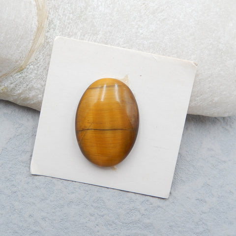 1 cabochon de pierres précieuses rondes en œil de tigre naturel, 25 x 18 x 6 mm, 4,16 g.