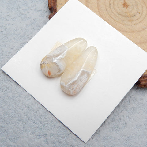 Cabochon en agate naturelle, paire de cabochons en pierres précieuses Crazy Lace Rosetta, 20 x 8 x 4 mm, 1,9 g.