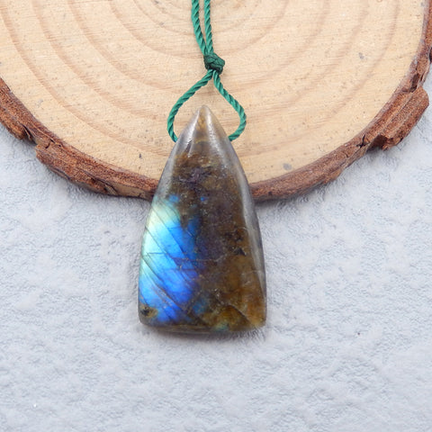 Perle pendentif naturelle en pierre précieuse de labradorite, 27 x 15 x 5 mm, 3,72 g