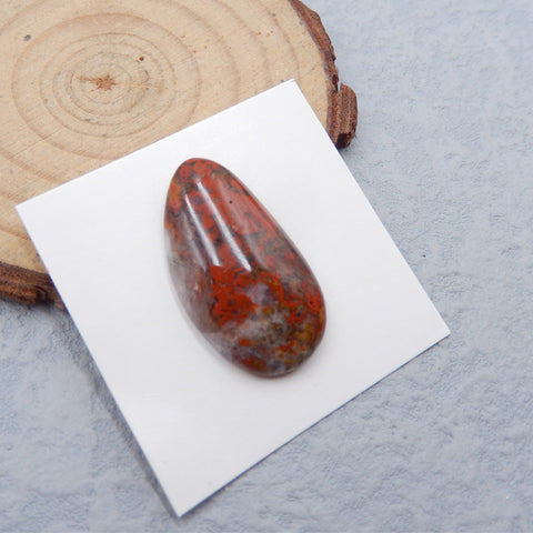 Cabochon de pierres précieuses à dos plat en agate rouge des États en guerre, 28 x 16 x 6 mm, 4,3 g