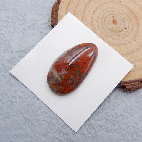 Cabochon de pierres précieuses à dos plat en agate rouge des États en guerre, 28 x 16 x 6 mm, 4,3 g