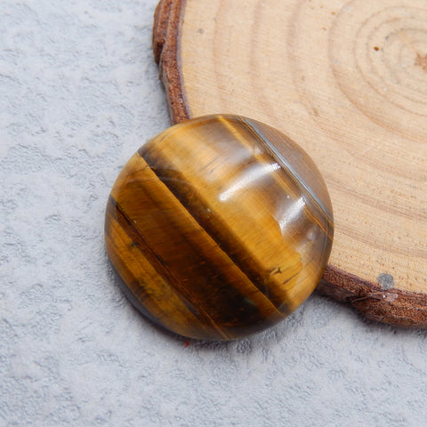 Cabochons ronds Oeil de Tigre 25mm, 25x25x7mm,6.6g