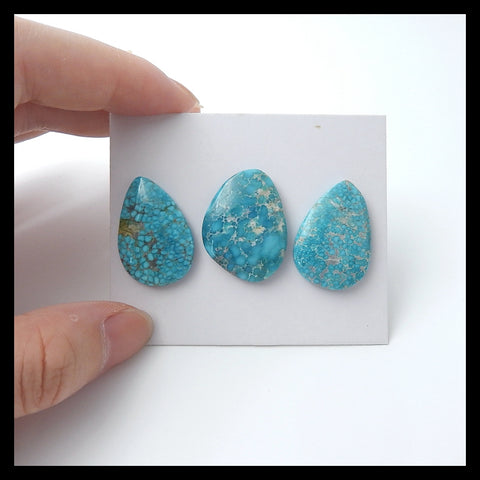 3 Pcs High quality Turquoise Cabochons,25x17x4mm,25x19x4mm,9.8g - MyGemGarden