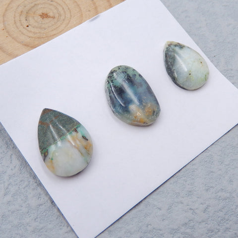 3 PCS Natural Blue Opal Cabochons 20x14x6mm, 18x14x3mm, 6.9g