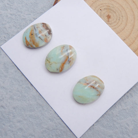 3 PCS Natural Blue Opal Cabochons  17X14X5mm, 5.4g