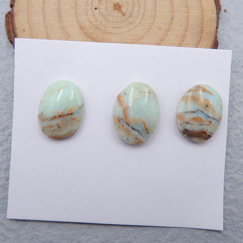 3 PCS Natural Blue Opal Cabochons  17X14X5mm, 5.4g