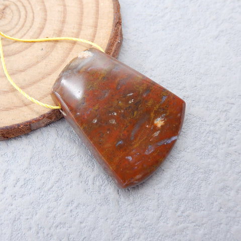 Natural Ocean Jasper Pendant Bead 31x26x7mm, 10.3g