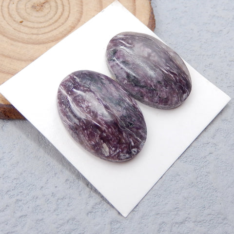 Natural Charoite Cabochons Paired 24x17x5mm, 6.6g