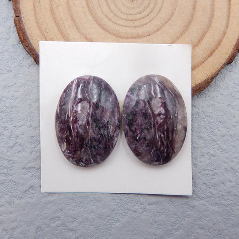 Paire de cabochons en pierres précieuses de charoïte naturelle, 24x17x5mm, 6.62g