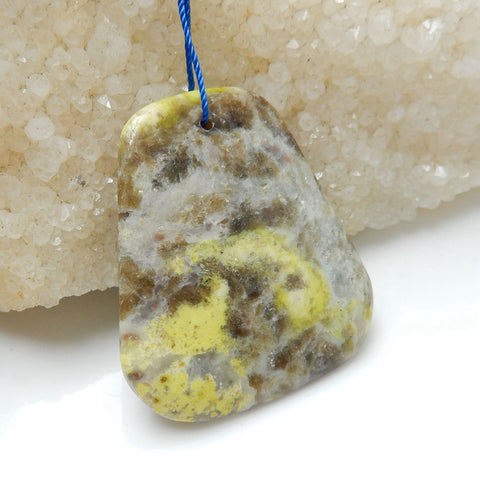 Natural Serpentine Gemstone Pendant, Natural Stone Jewelry, 44x40x4mm, 13.1g - MyGemGarden