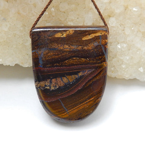 New, Natural Boulder opal Drilled Gemstone Pendant Bead, 30x24x10mm, 14.9g - MyGemGarden